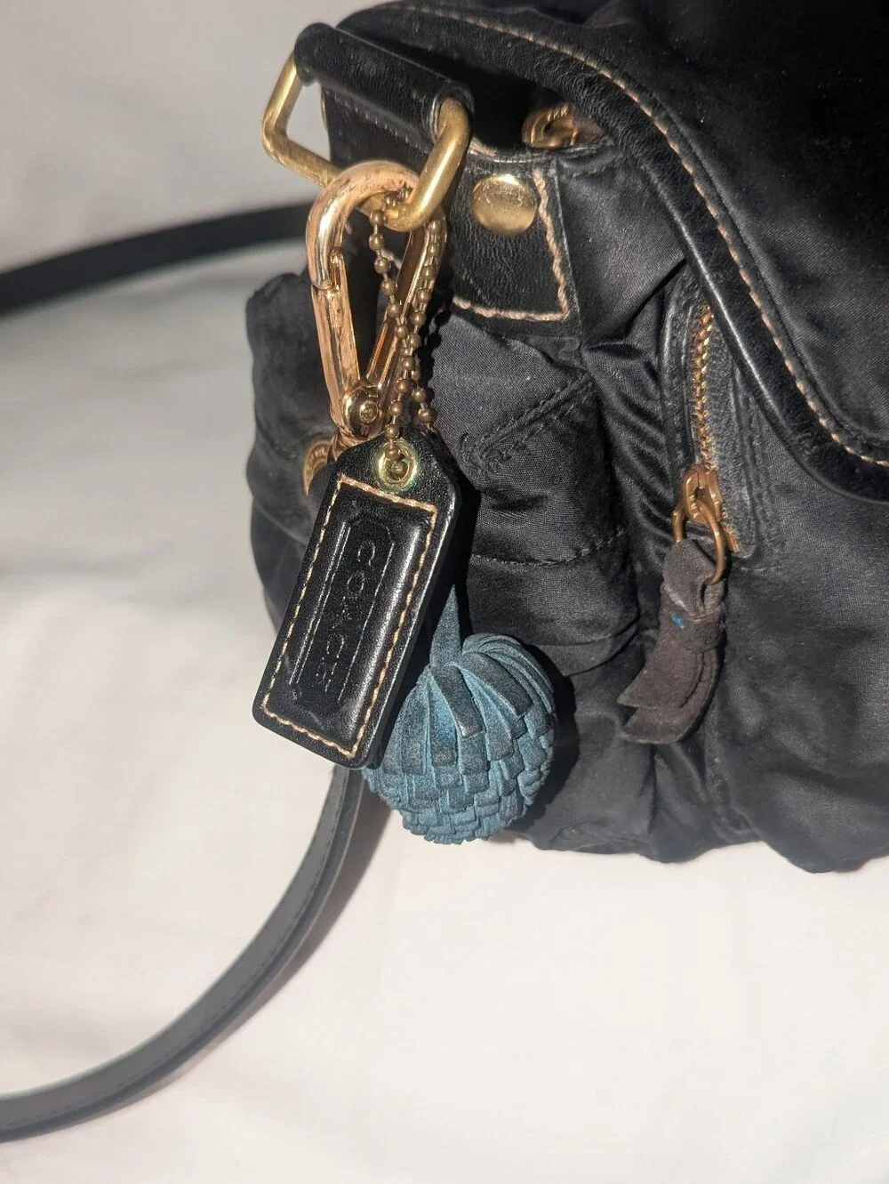 Coach Y2K Hampton Nylon Black Crossbody Bag With Flap Buckle 8F27